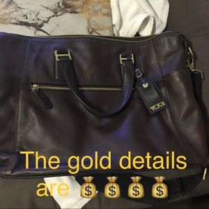Tumi brown leather laptop business bag EUC